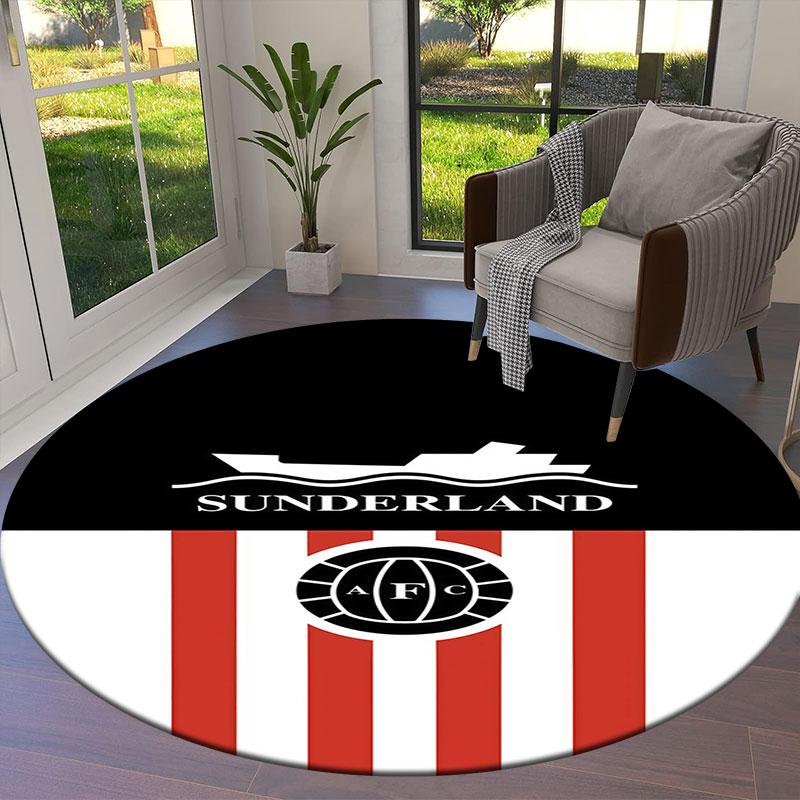 Sunderland Association Football Club Round Area Rug,Carpet Rug for Living Room Bedroom Sofa Playroom Decor,Non-slip Floor Mat