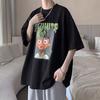 Maglietta alla moda da uomo con stampa a lettere, girocollo, maniche corte, per l'estate, ins, top casual ampio
