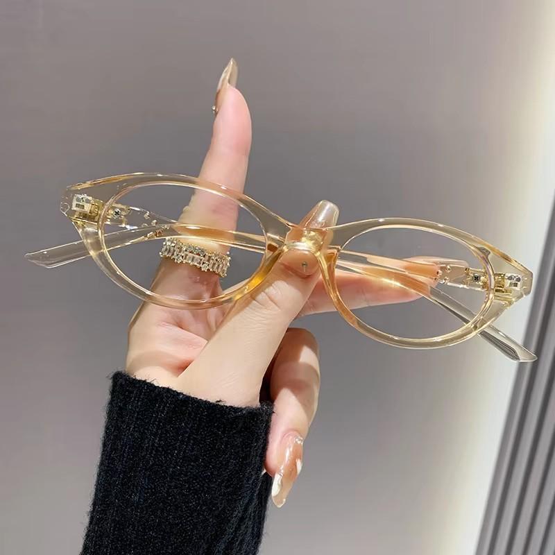 

New Fashionable Oval-shaped Small Frame Anti-blue Light Glasses, Simple And Retro Style8005 коричневий