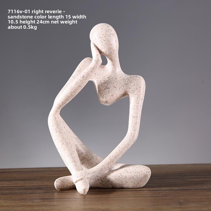 European Style Resin Sculpture For Home Office Desk Decor With Thoughtful Pose