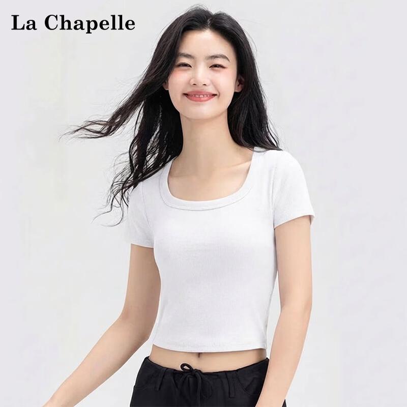 La Chapelle Women s Square Neck Crop Top with Built-in Bra S