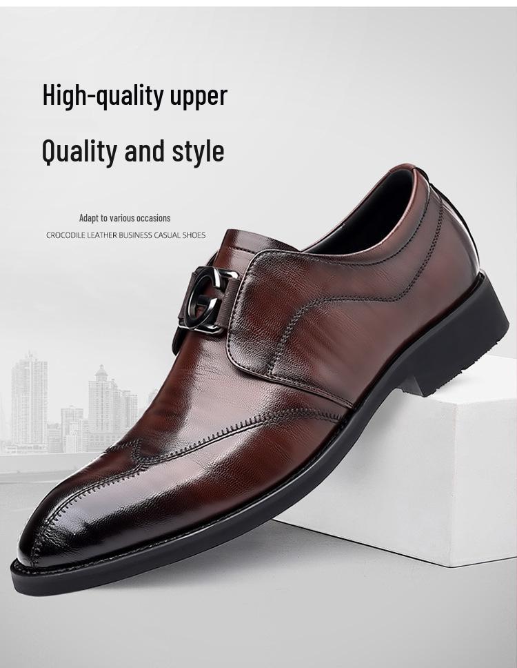 2025 Spring Men's Versatile Leather Slip-ons: Trendy Business & Casual Shoes
