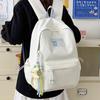 Solid Color Nylon Backpack Lightweight Student Schoolbag Large Capacity Backpack