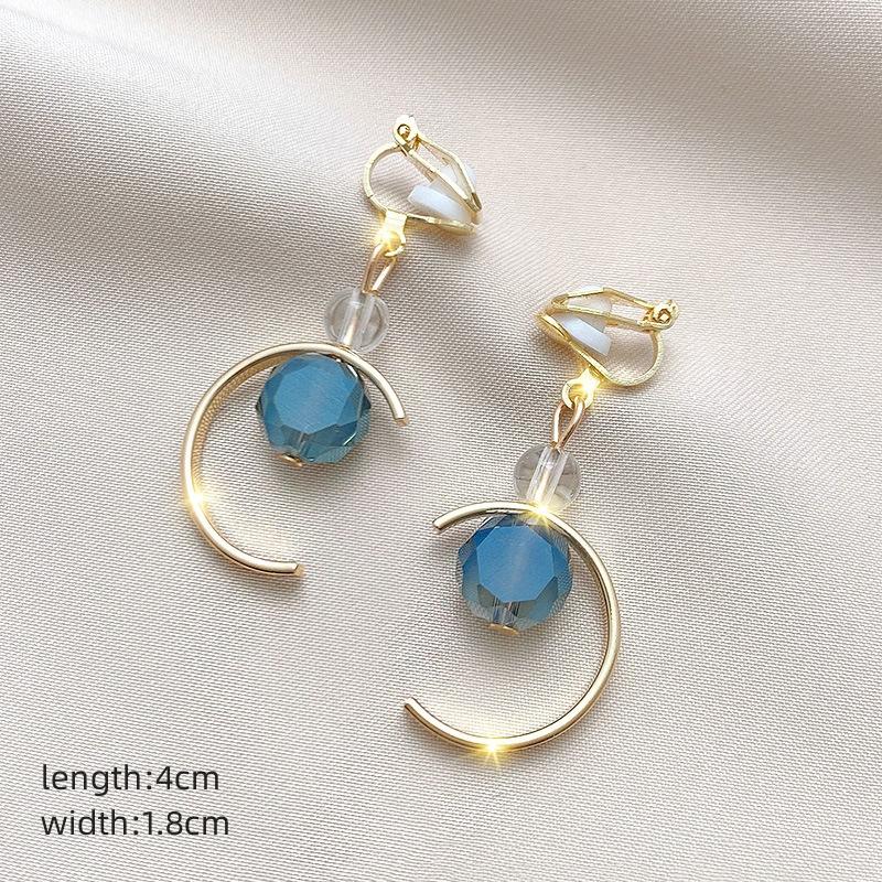 Neue Perlenblumen-Clip-On-Ohrringe mit langem Temperament, Perlenkette, Quaste, nicht durchdringende Ohrringe für Damen