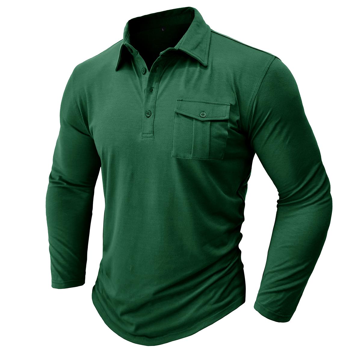 

Чоловіча сорочка поло з довгими рукавами, приталені пуловери, футболки, однотонні ділові сорочки-поло, стильні сорочки для гольфу, весна, літо, зима, повсякденний одяг M зелений