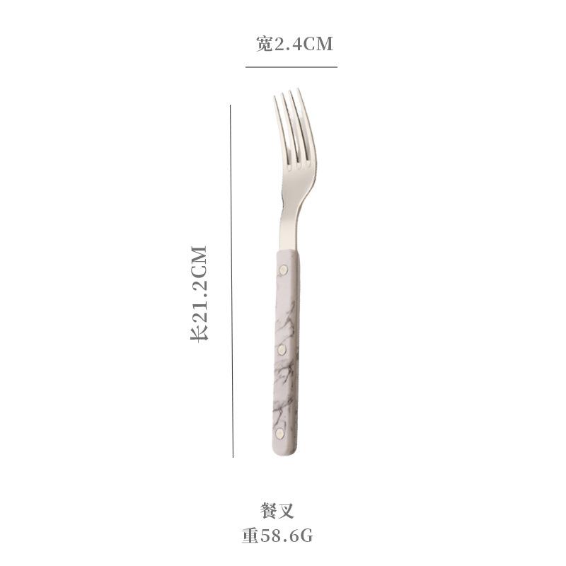 304 Edelstahl Western Restaurant Geschirrset Haushalt Klemgriff Messer Gabel Löffelgriff Marmor Buttermesser Dessertlöffel