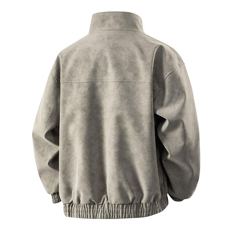 PU leather jacket men tie-dye gradual change coat men American retro lapel leather jacket men casual leather jacket flight clip