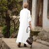 Women's Cotton Linen Shirt Dress Casual Rolled-Up Sleeve Button Dowm Maxi Dress Summer Loose