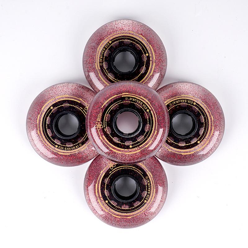 Ruidongle 72 76 80MM Sakura Wheels Flat Flower Inline Skating Wheels Street Skating Wheels High Rebound Wear Resistant Wheels розовый
