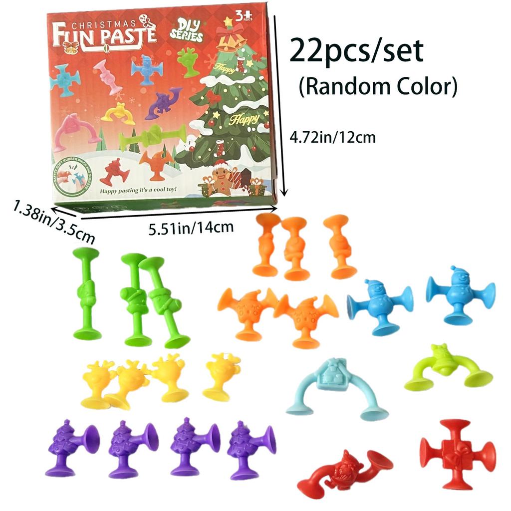 Christmas Themed Suction Cup Building Toys, Creative Construction Toys for Playroom, Educational Stacking Toy For Kids,