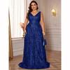 Hluboký výstřih do V, flitry, modré večerní šaty, dámské, elegantní V záda, svatební párty, dlouhé plesové koktejlové šaty