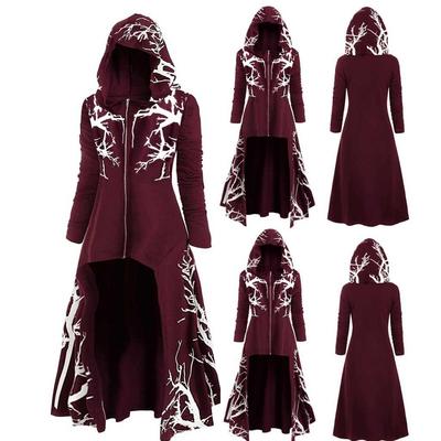 Langärmlige, bedruckte Cape-Jacke mit Kapuze und unregelmäßigem Saum für Herren