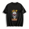 Vintage Surf Skull Print Unisex Casual Short Sleeve Vacation T-Shirt Pure Cotton T-shirt