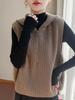 Elegant Half-Zip Hooded Knit Vest: Women's Sleeveless Lapel Cardigan Sweater - Loose and Warm Layering Top