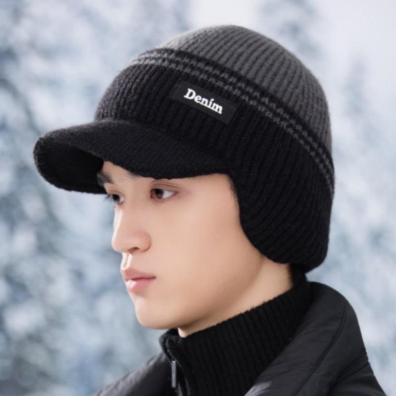 New winter velvet pullover hat outdoor cold protection ear protection baseball cap men's warm knitted wool hat