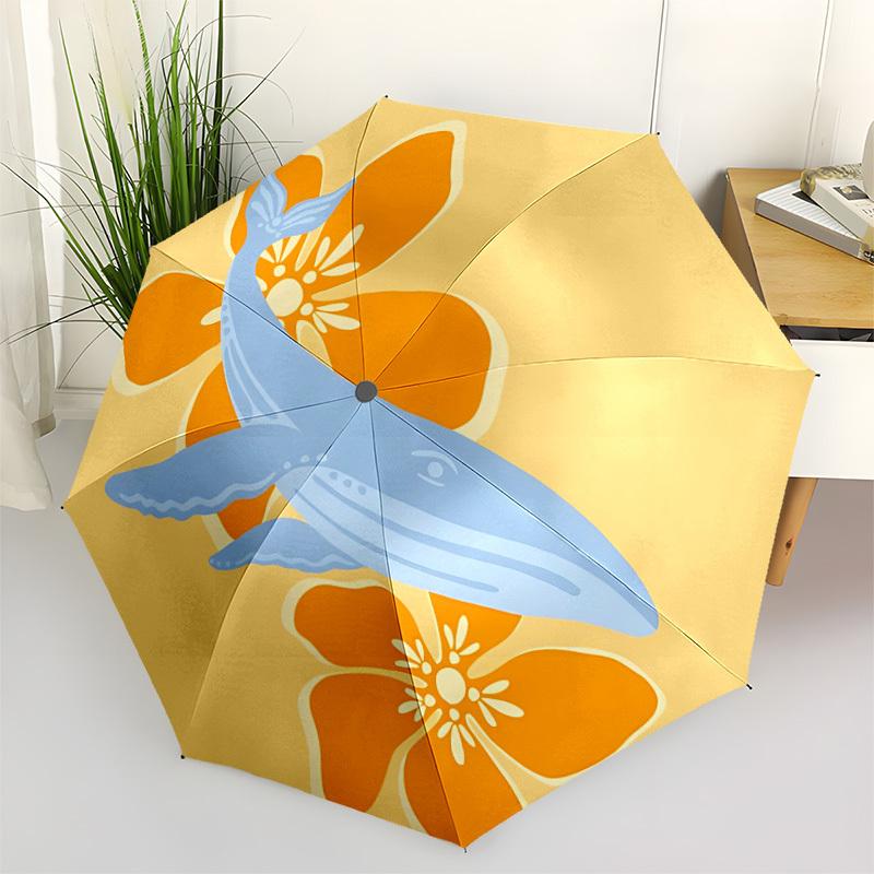 

1pc Whale Flowers Automatic Open/Close Folding Umbrella - Compact 8-Rib Design, Daily Use, Perfect Gift for Friends & Family yy260327055