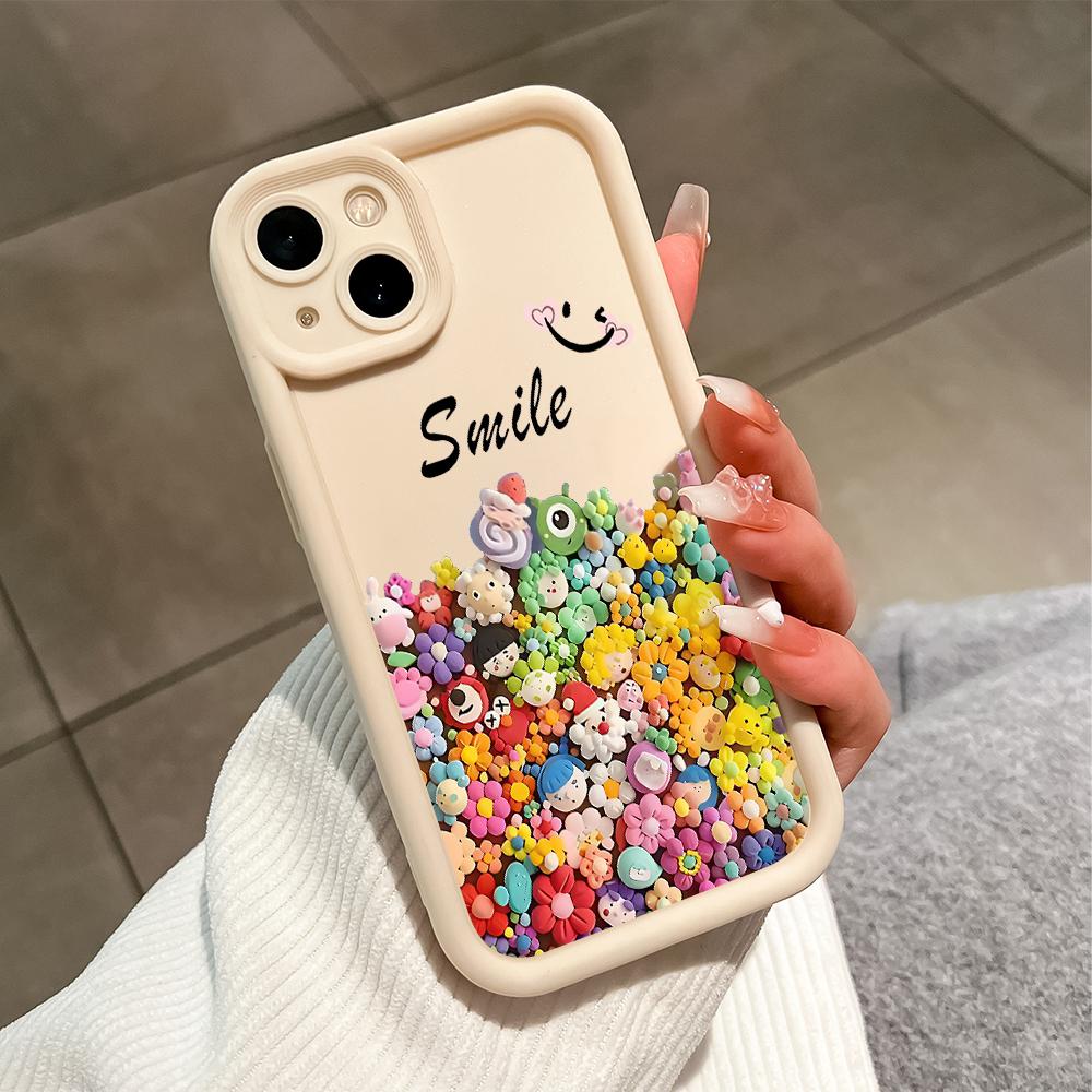 For iPhone 16 15 14 13 12 11 Pro Max XS Max XR X SE 8 7 Colorful Flowers Soft Silicone Full Lens Shockproof Protect Case