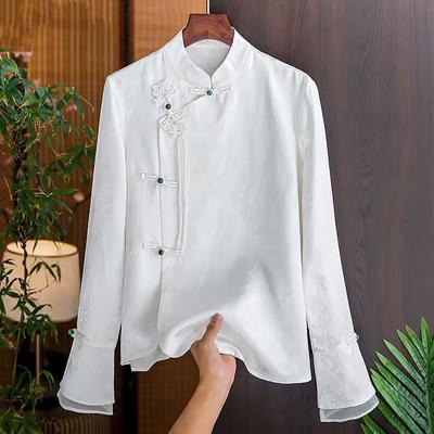 Chinese Retro Jacquard Imitation Vintage Shirt Women's Spring Summer Chinese Style Blouse Elegant Tang Suits Qipao Top