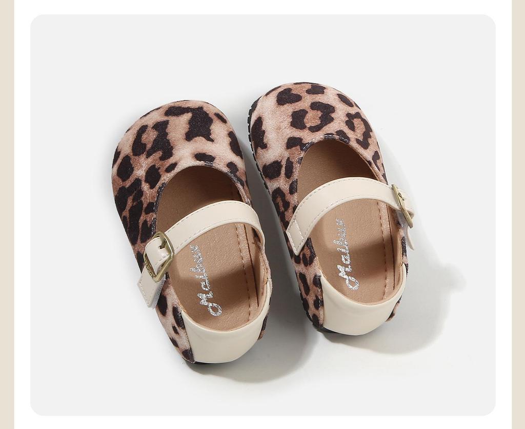 Spring 2026 Soft Sole Leopard Print Baby Walker Shoes for Girls – Korean Style, Non-slip, Fashionable, Small Leather Design