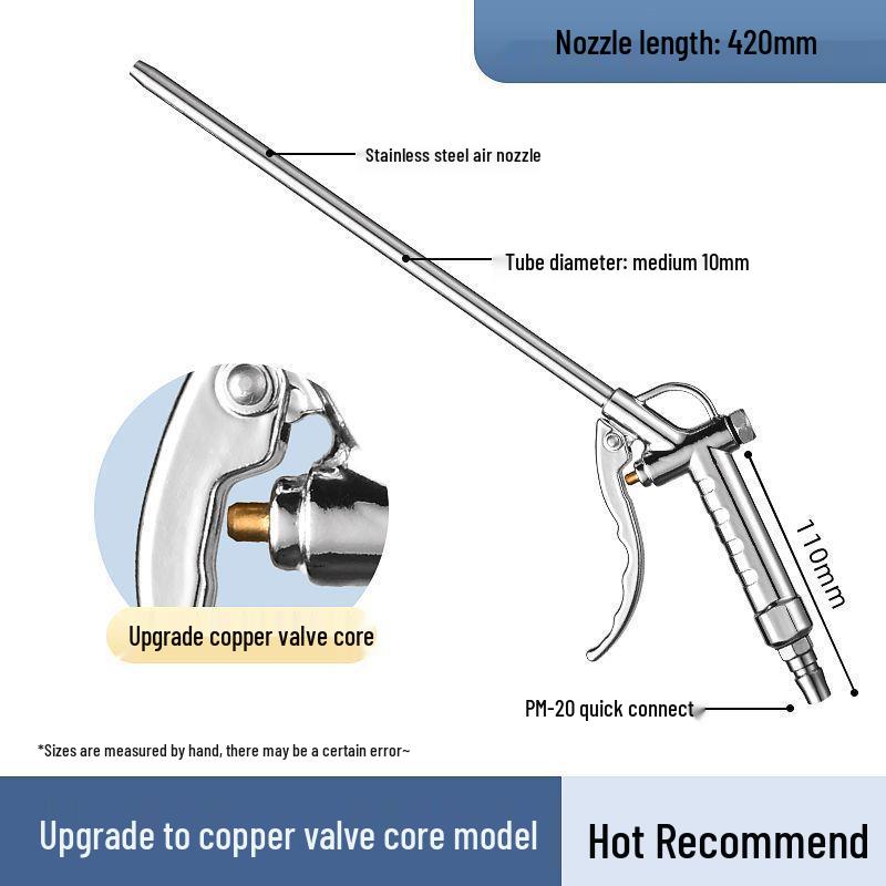 Stainless Steel Leak-Proof Dust Blowing Gun with Long Nozzle and Strong Blowing Force