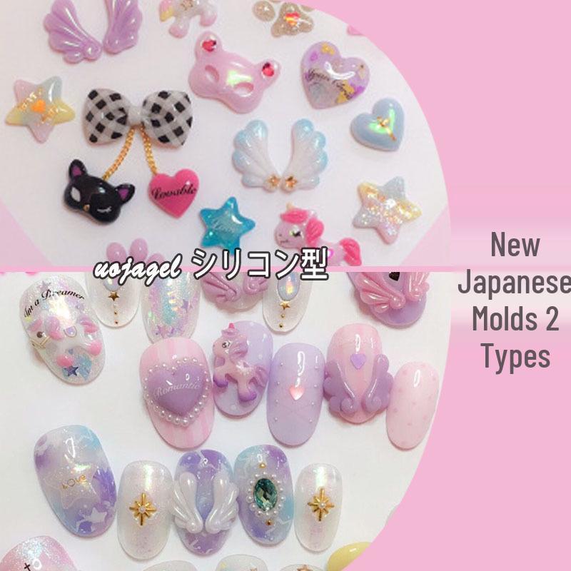 Teddy Bear Heart & Pegasus 3D Silicone Mold Set for Nail Art