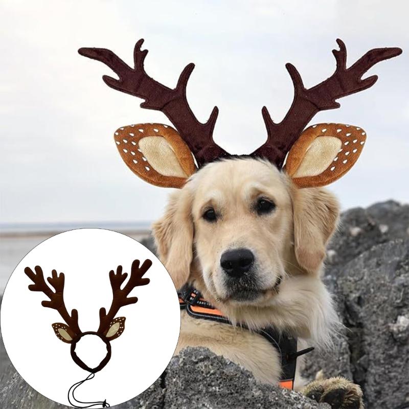 Christmas Pet Antler Headbands For Small Media Dog Cats Soft Costumes Party Decoration Photo Shoot Accessory