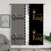 2Pc Queen & King Print Curtains - Gray & Black Polyester Rod Pocket Drapes For Bedroom, Office & Living Room Decor