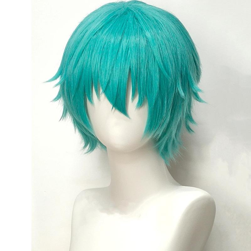 

Love War Hatsune Anime Comic Con Мужская версия Vocaloid Water Blue Cos Парик Mikuo Sword Flurry Целый парик 24cm цвет морской волны