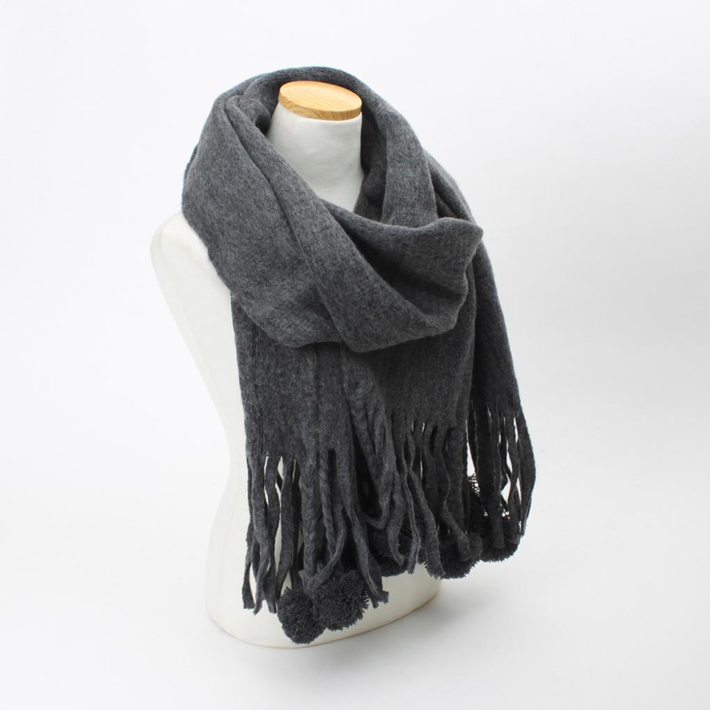 Fran Drop Knit Scarf (Dark Gray) (Women s)