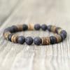 Nieuwe Handgemaakte Natuurlijke Houten Armband Voor Mannen 8mm Tijgeroog Vulkanisch Steen Armband Cadeau Voor Vriend Sanskriet Pulseras Punk Sieraden