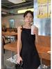 Korean High-End French Minimalist Bow Strap Mini Dress