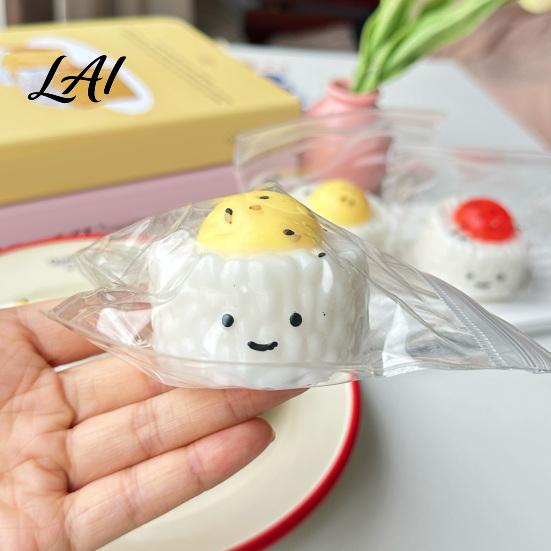 Simulated Rice Ball Toy Yolk Squeeze Toy Smiling Cartoon Dumpling Sensory Stress Relief Slow Rebound Fake Food