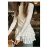 [Official Picture Actual Price] New Semi-turtleneck Long-sleeved T-shirt Cake Skirt Slim Lace Lace Inner Base