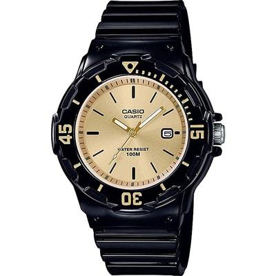 Ladies Analog Watch Gloss Black Gold Lrw 200h 9ev