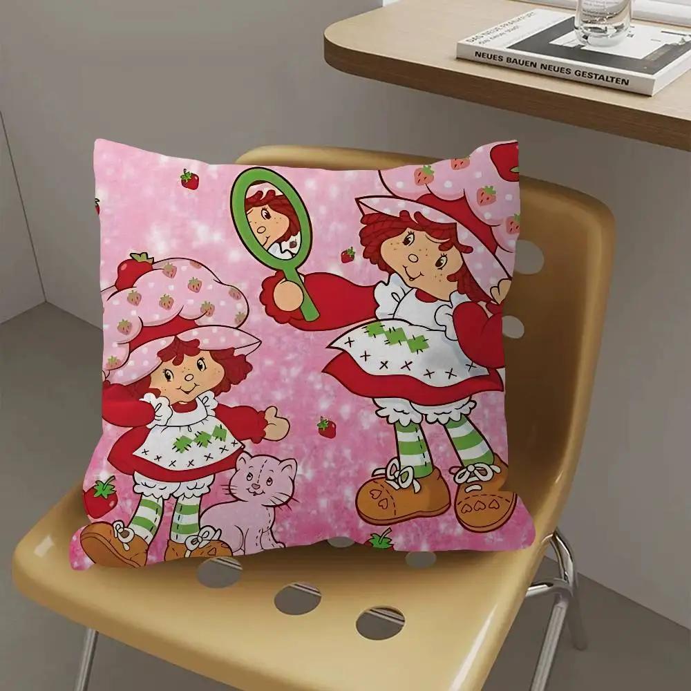 S-Strawberry-shortcake Girl Pillowcase Toon Gift Cushion Cover Bedroom Home Sofa Chair Seat Decor Pillow Case