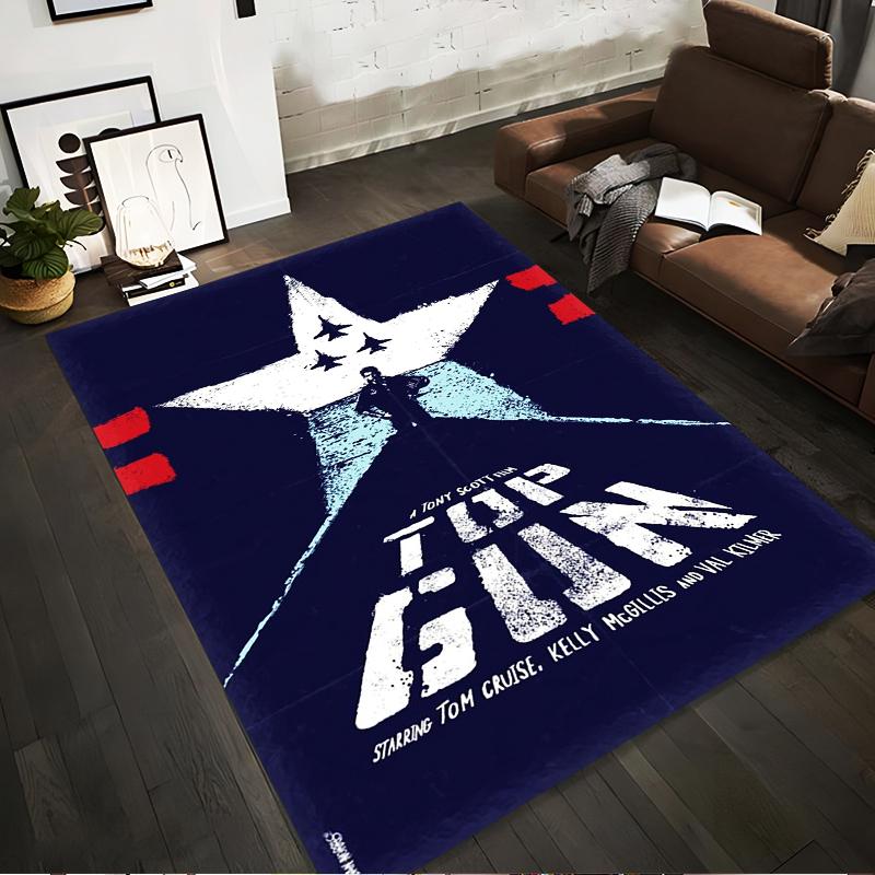 

Top Gun Movie Poster Style Carpet - Star and Jet Design (Blue) Suitable for use as an anti-slip for living room bedroom sofas 40x60cm( 15x23in )