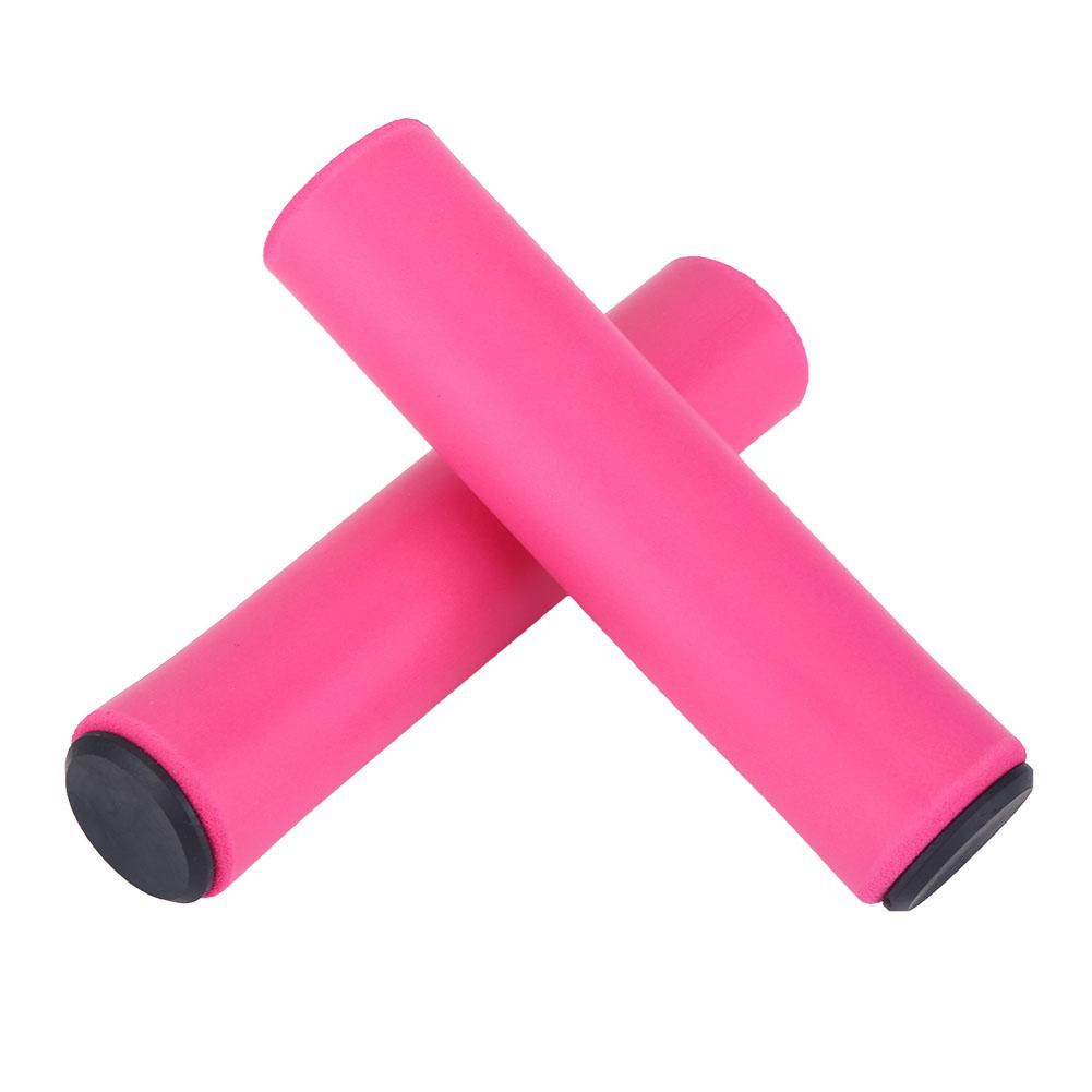 1Pair   Set Bicycle Mountain Bike Handlebar Sponge Anti Skid Shock Absorbing Grip Cover Pink
