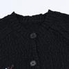 Women's Embroidered Round Neck Vintage Loose Knitted Cardigan Sweater Jacket