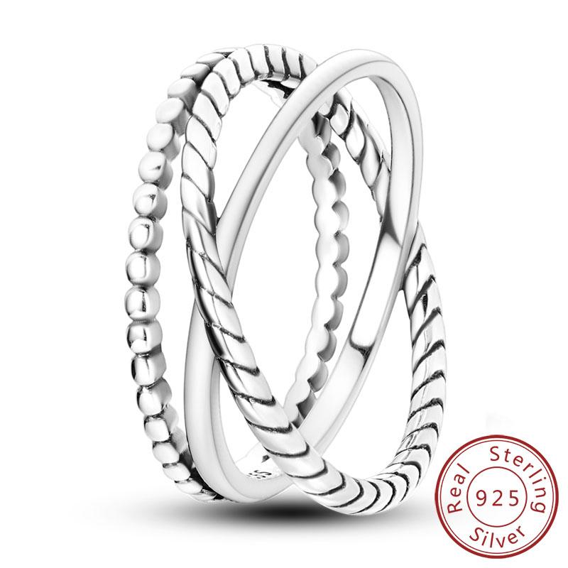 New Original 925 Sterling Silver Rings Stackable Infinite Silver Zircon Ring For Women Wedding Anniversary Birthday Jewelry Gift