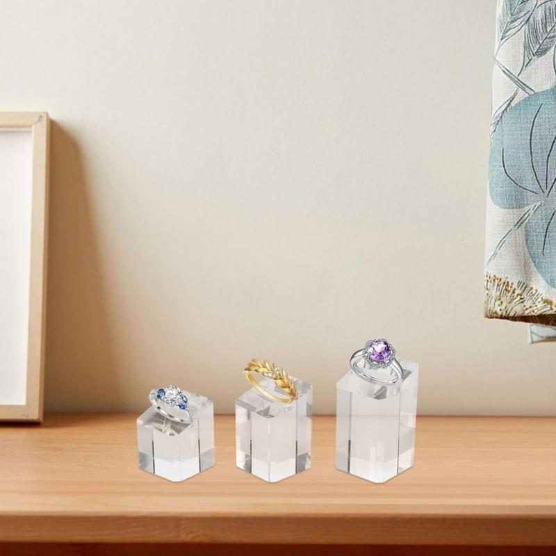 3Pcs Acrylic Ring Presentation Stands Sleek Jewelry Organizers Ideal for Jewelry Stores and Personal Collections