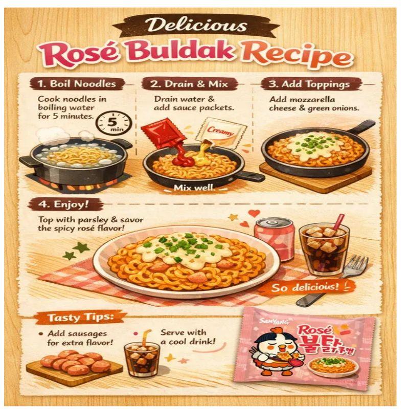 Samyang Buldak Rosé Hot Chicken Ramen 140 g × 8 Pack