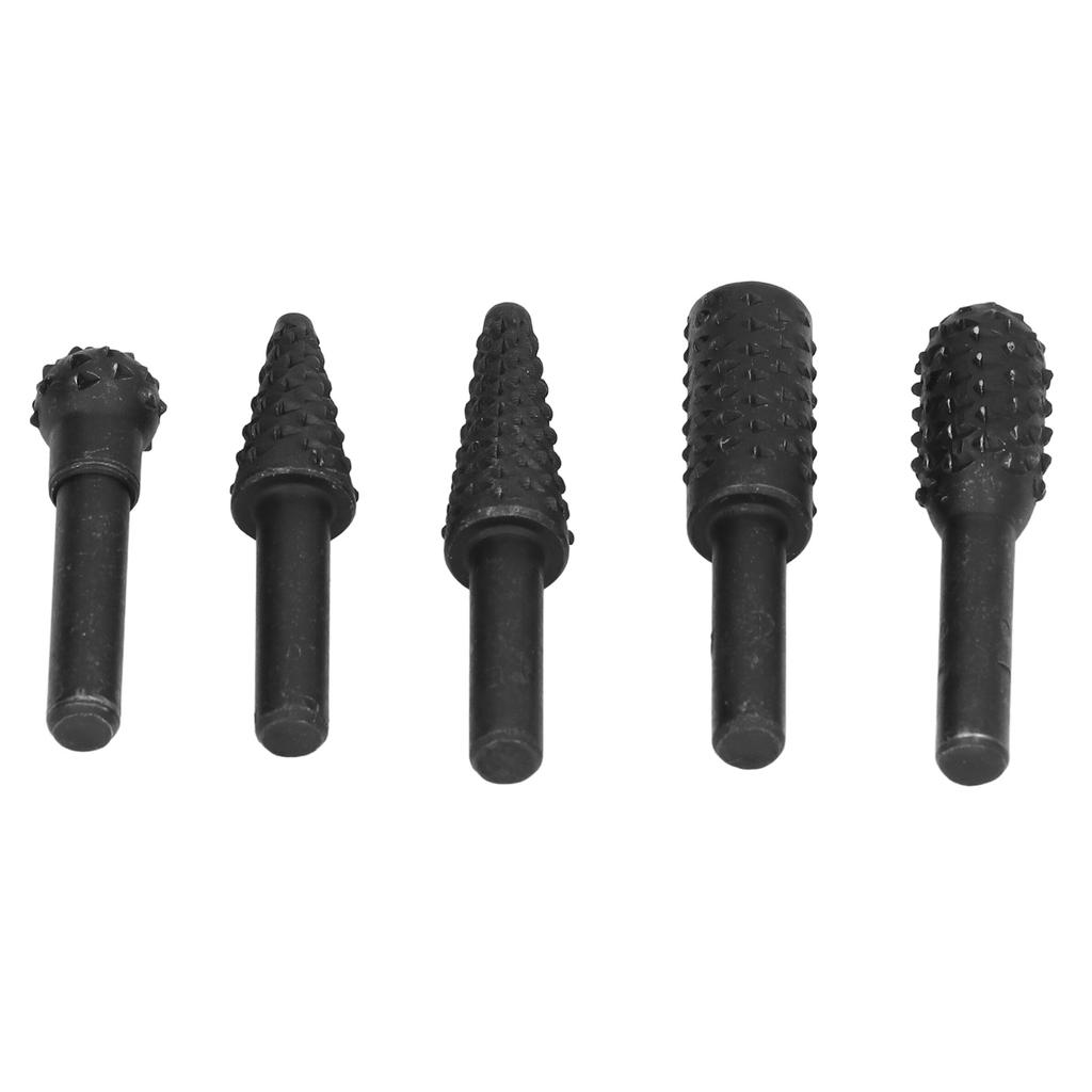 5 יחידות ראשים לליטוש רוטרי HSS לעיבוד עץ, חריטה, קידוח, כלי חיתוך DIY עם ידית 1/4 אינץ'