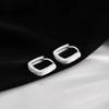 Real 925 Silver Matte Surface Geometric Hoop Earrings For Women Classic Fine Jewelry Exquisite Accessories