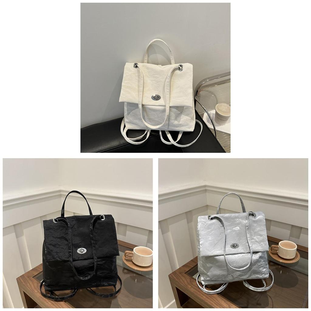 Womens Summer Minimalist Korean Style Backpack With Lock Closure For Daily Use