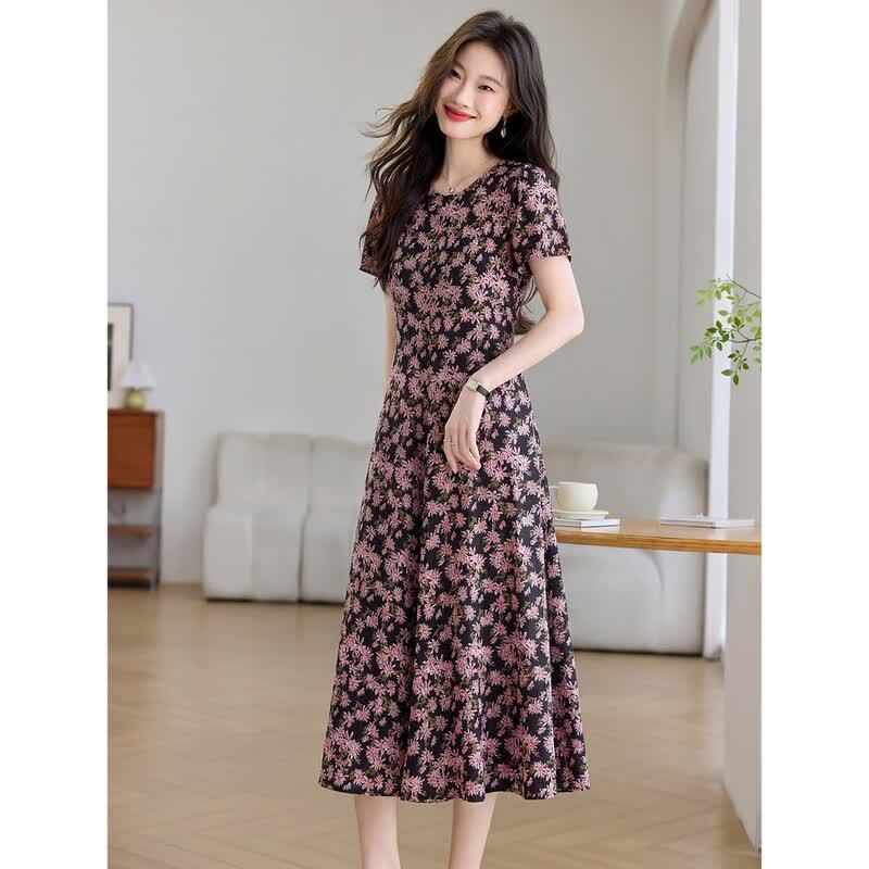 Sanpowa Women s Summer Floral Print A-Line Midi Dress 2XL