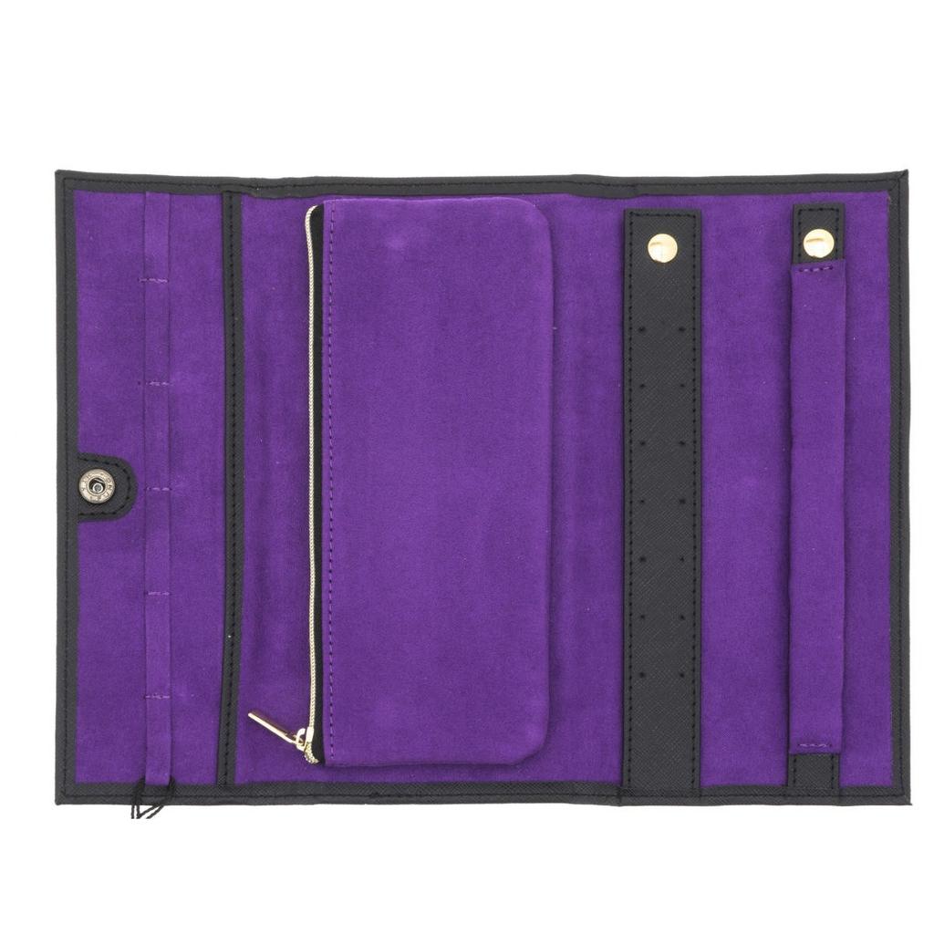 Davidt's [Q0647] - 'Humeur Fleurie' Travel Jewelry Case Black Purple - 22x11x2 Cm