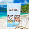 1pc Yier BuBu Bear2 Beach Towel with Custom Name, Beach/Swimming/Bath/Picnic/Camping Towel, Suitable for Seaside Beaches