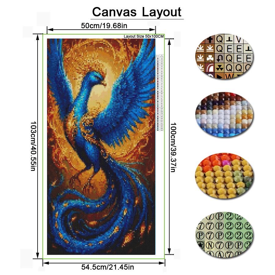 Blue Phoenix Large Size Diamond Painting Animals Birds Diy Full Square Round Drill Rhinestone Embroidery Mosaic Cross Stitch Kits Wall Decor