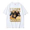 Funny Vintage Skeleton I Love Cheese Meme T Shirts Gothic Graphic T-shirts Men's Women Summer Crewneck Cotton T-shirt Streetwear