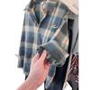 Women's Trendy Plaid Long-Sleeve Shirt Jacket for Autumn/Winter